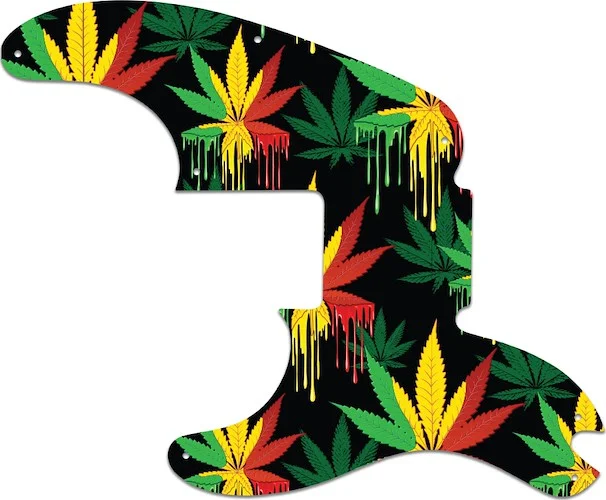 WD Custom Pickguard For Left Hand Fender Sting Signature Precision Bass #GC01 Rasta Cannabis Drip Graphic