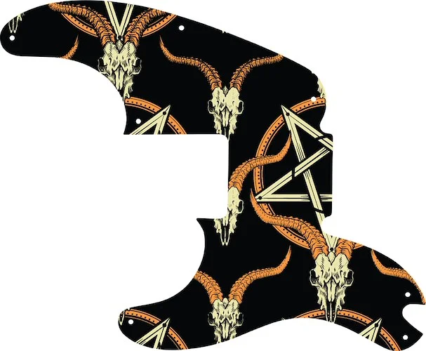 WD Custom Pickguard For Left Hand Fender Sting Signature Precision Bass #GOC01 Occult Goat Skull & Pentagram Graphic