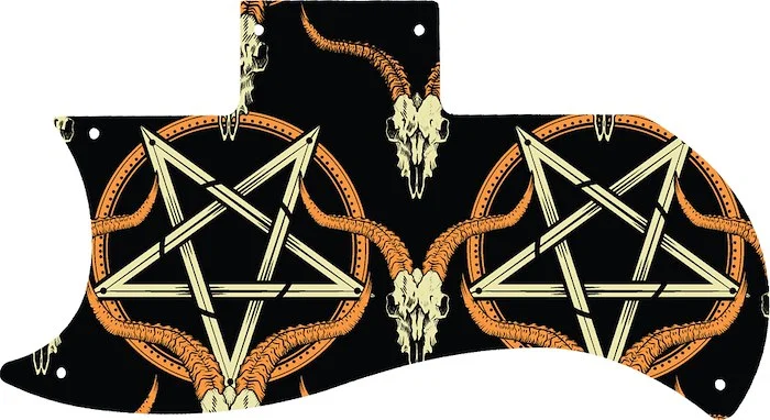 WD Custom Pickguard For Left Hand Gibson 1971-2018 Or 1961 Reissue Half Face SG #GOC01 Occult Goat Skull & Pentagram Graphic