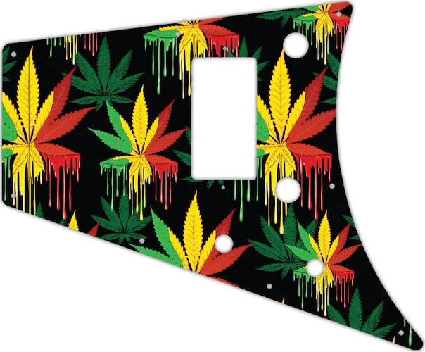 WD Custom Pickguard For Left Hand Gibson 2011 Flying V Melody Maker #GC01 Rasta Cannabis Drip Graphic