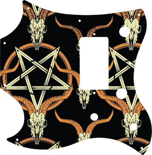 WD Custom Pickguard For Left Hand Gibson 2011 SG Style Melody Maker #GOC01 Occult Goat Skull & Pentagram Graphic