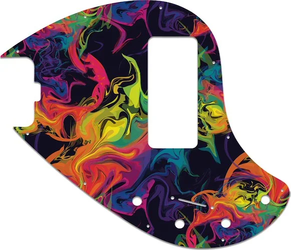 WD Custom Pickguard For Left Hand Music Man 5 String StingRay 5-H Through Neck Bass With Old Style Rounded Humbucker #GP01 Rainbow Paint Swirl Graphic