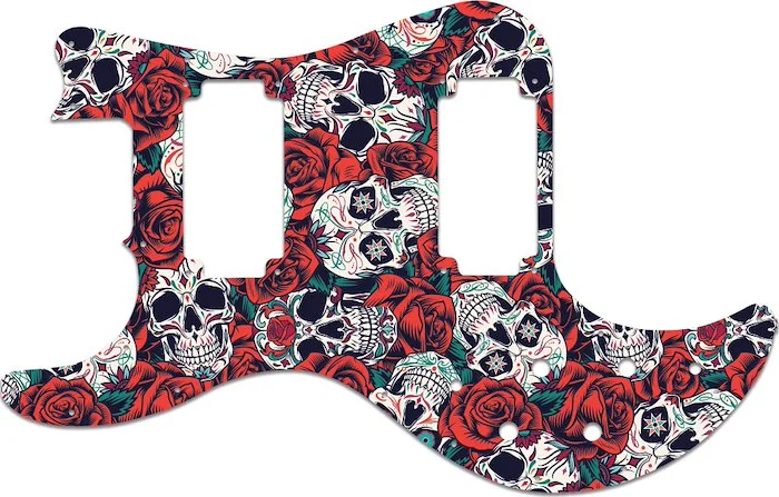 WD Custom Pickguard For Left Hand Peavey T-40 #GS01 Dia De Muertos Calavera Skull & Rose Graphic