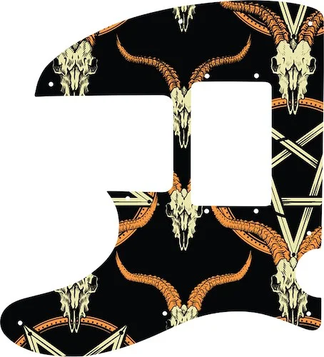 WD Custom Pickguard For Left Hand Squier By Fender Vintage Modified Telecaster Bass Special #GOC01 Occult Goat Skull & Pentagram Graphic