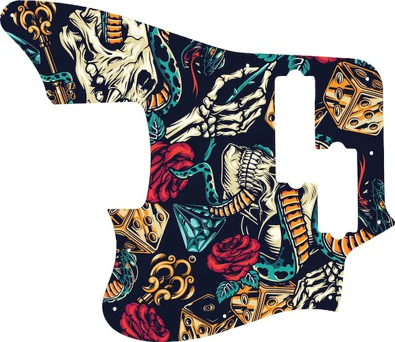 WD Custom Pickguard For Left Hand Squier By Fender 5 String Vintage Modified Jaguar Bass V Special #GT03 Vintage Flash Tattoo Graphic