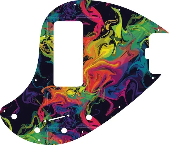 WD Custom Pickguard For Music Man 5 String StingRay 5-H Through Neck Bass With Old Style Rounded Humbucker #GP01 Rainbow Paint Swirl Graphic