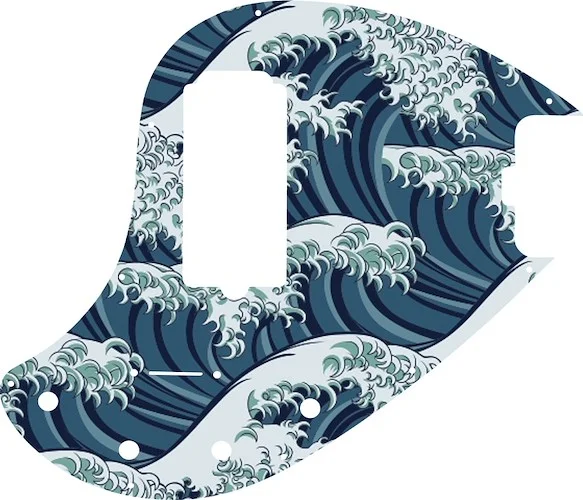 WD Custom Pickguard For Music Man 5 String StingRay 5-H Through Neck Bass #GT02 Japanese Wave Tattoo Graphic
