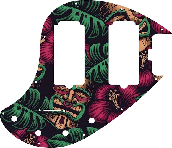 WD Custom Pickguard For Music Man 5 String StingRay 5-HH Through Neck Bass #GAL01 Aloha Tiki Graphic