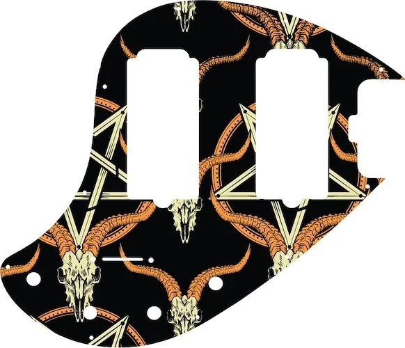 WD Custom Pickguard For Music Man 5 String StingRay 5-HH Through Neck Bass #GOC01 Occult Goat Skull & Pentagram Graphic