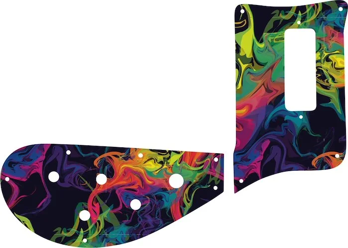 WD Custom Pickguard For Rickenbacker 4003 Bass #GP01 Rainbow Paint Swirl Graphic