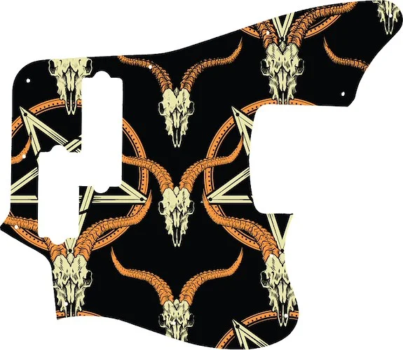 WD Custom Pickguard For Squier By Fender 5 String Vintage Modified Jaguar Bass V Special #GOC01 Occult Goat Skull & Pentagram Graphic