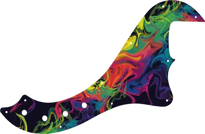 WD Custom Pickguard For Squier By Fender Deluxe Dimension Bass IV #GP01 Rainbow Paint Swirl Graphic