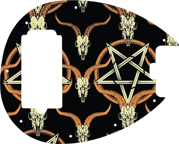 WD Custom Pickguard For Sterling By Music Man SB14 Bass #GOC01 Occult Goat Skull & Pentagram Graphic
