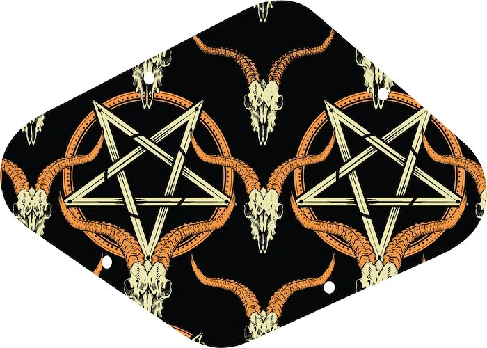 WD Custom Pickguards Electronics Cavity Cover For D'Angelico Guitars #GOC01 Occult Goat Skull & Pentagram Graphic - Left Hand
