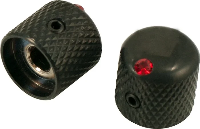 WD Dome Knob Set Of 2 With 6mm Internal Diameter Black With Red Jewel