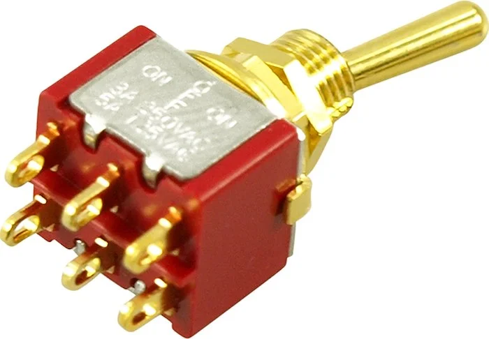 WD Mini Toggle Switch 3 Position - On/Off/On - Gold (20)
