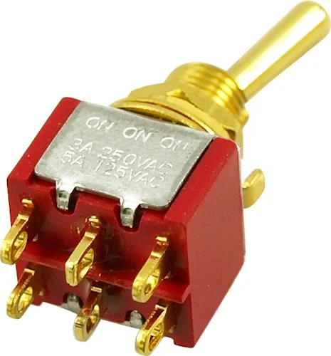 WD Mini Toggle Switch 3 Position - On/On/On - Gold (100)
