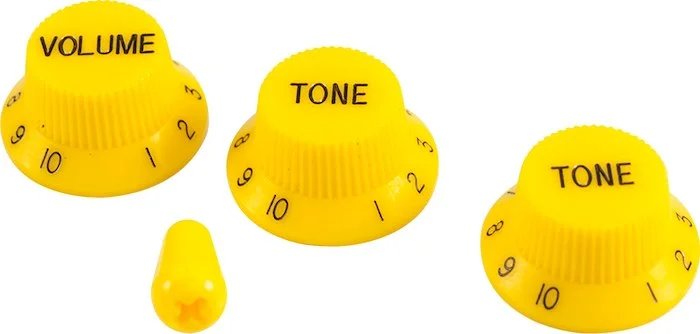 WD Stratocaster/UFO Style Knob Set Yellow With Matching Tip