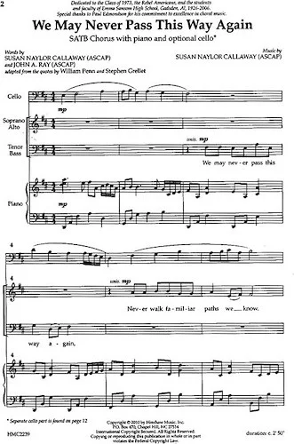 We May Never Pass This Way Again