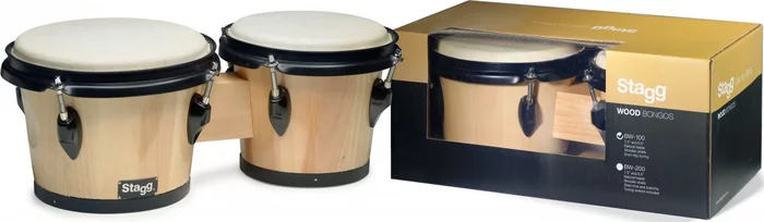 7.5" and 6.5" natural-coloured traditional wood bongos