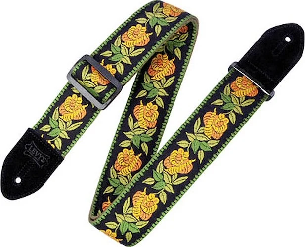 Woven Cotton Guitar Strap - Yellow Rosa - Print Series - Model MC8JQ