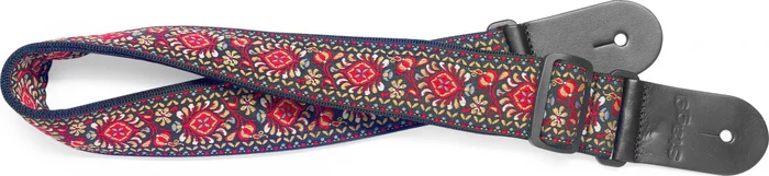 Woven nylon guitar strap with red Jimi pattern