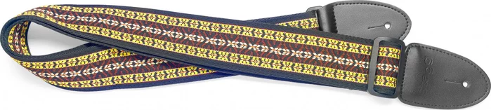 Woven nylon guitar strap with brown Hootenanny pattern