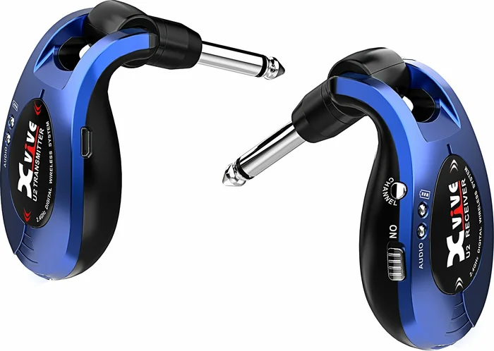 Xvive U2 rechargeable 2.4GHZ Wireless Guitar System - Digital Guitar Transmitter Receiver (Blue)