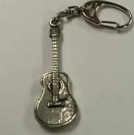 Acoustic Guitar Pewter Keychain