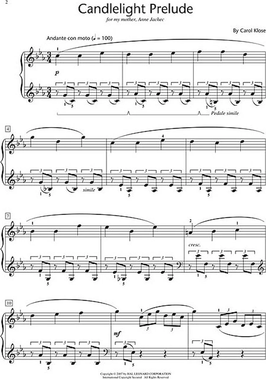 Candlelight Prelude Hal Leonard Student Piano Library Showcase Solo