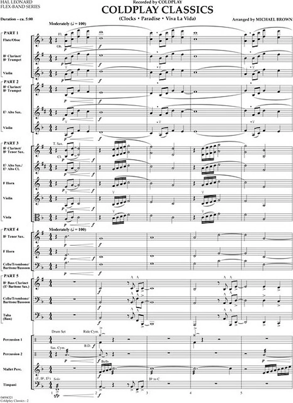 Hal Leonard Coldplay Classics Concert Band Flexband Series for sale