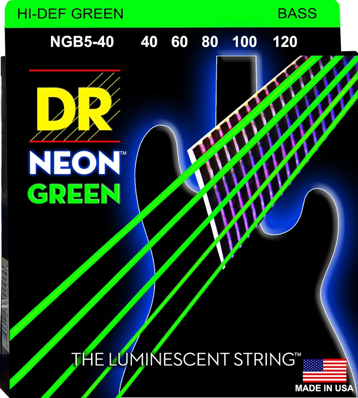 DR Strings HI-DEF NEON Bass Guitar Strings NGB5-40