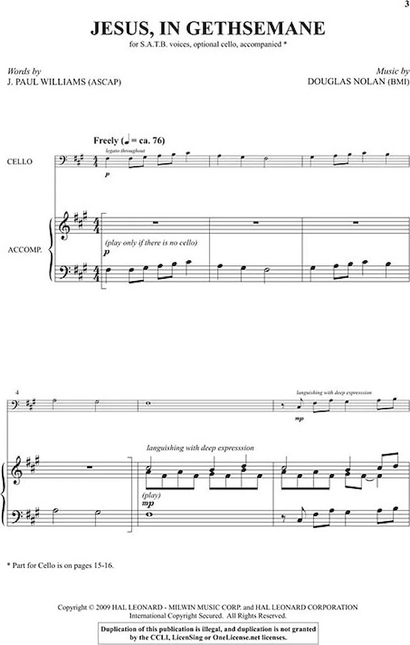 Shawnee Press Jesus in Gethsemane SATB Composed by J. Paul Williams for sale online | eBay