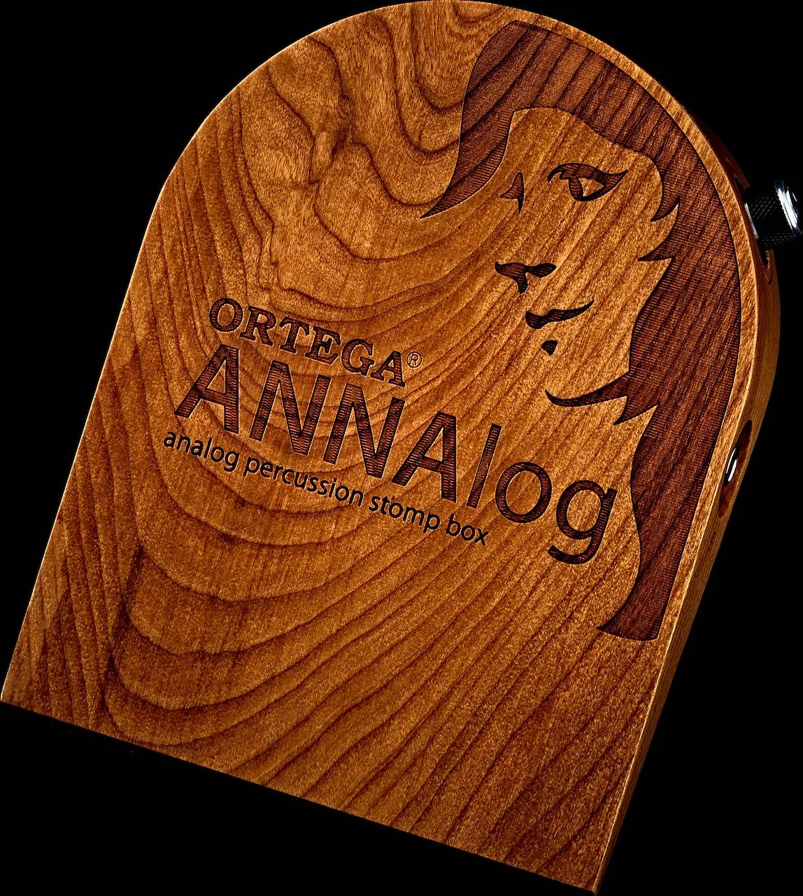 Ortega Guitars ANNAlog Analog Passive Percussion Stomp Box with Built-in  Piezo for Kick Sound Made of Cherry Wood