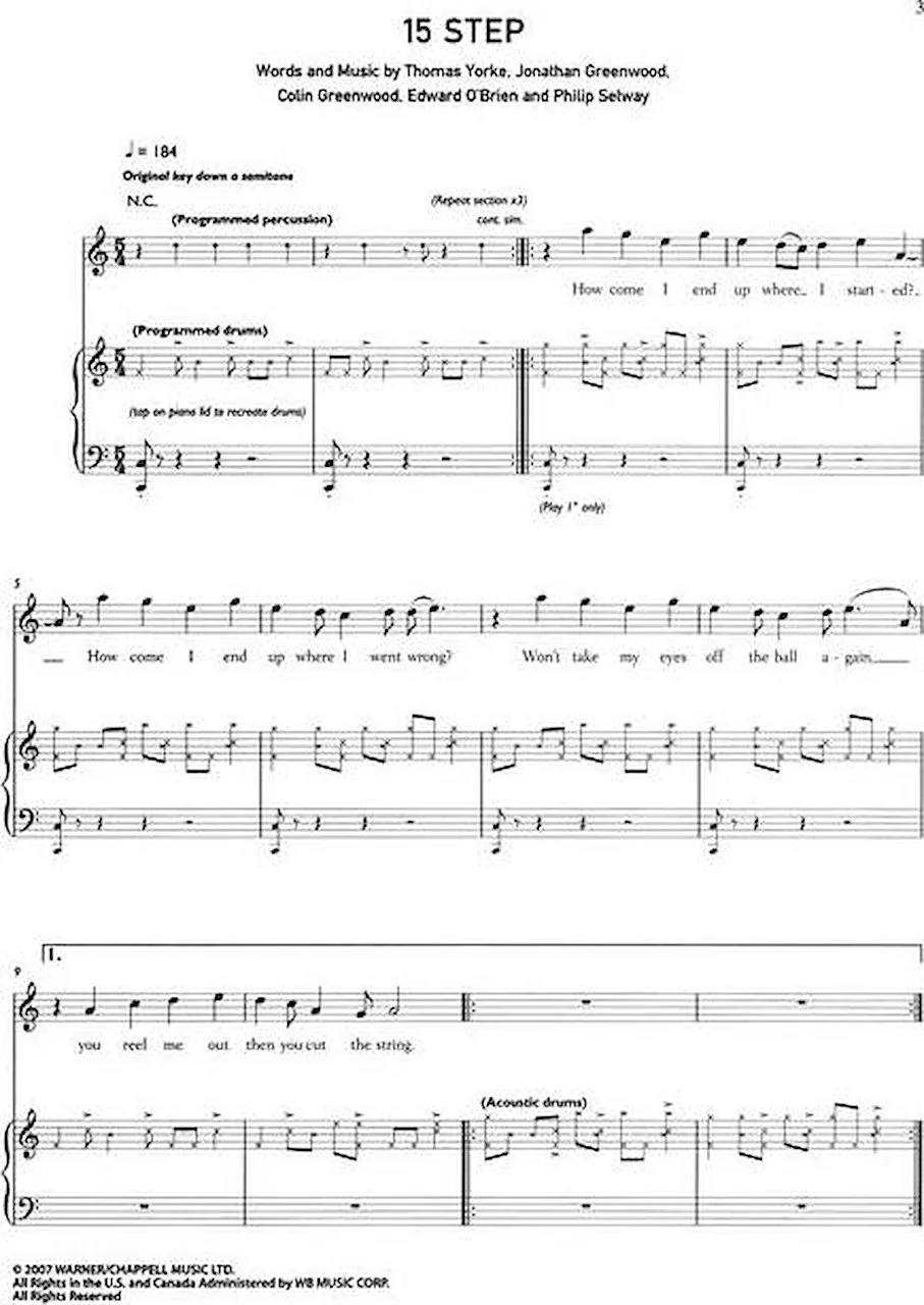Radiohead In Rainbows Sheet Music Piano Vocal Guitar SongBook NEW 000322120 