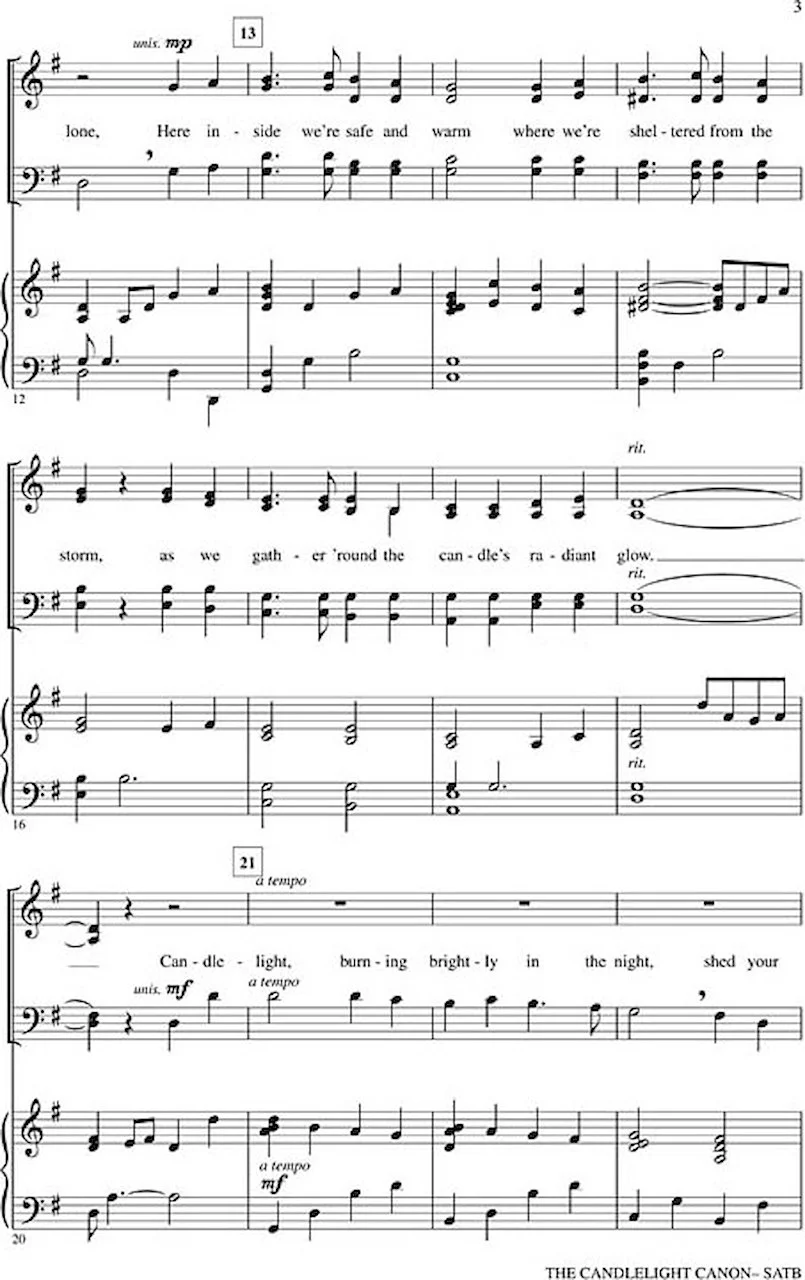 Hal Leonard The Candlelight Canon SATB Composed by Audrey Snyder for