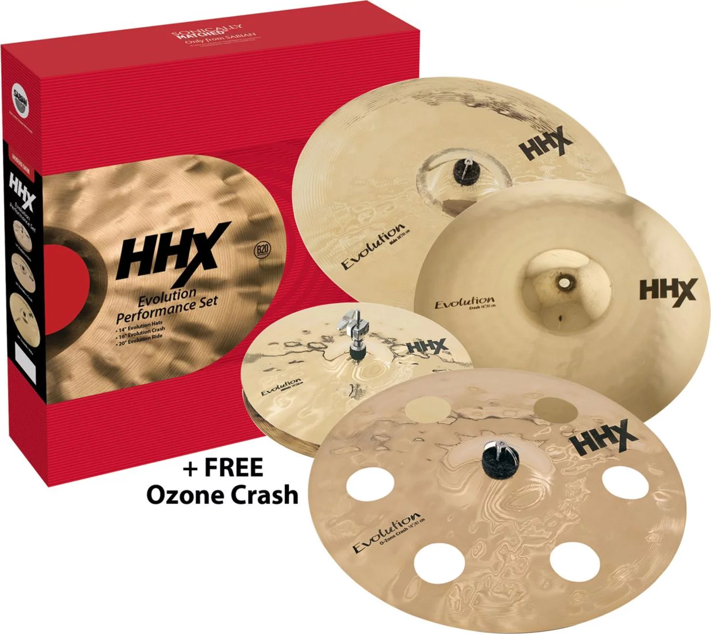 Sabian HHX Evolution Performance Cymbal Set w/ FREE 18