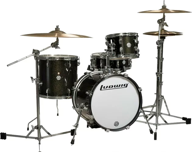 Ludwig Breakbeats 4 Piece Shell Pack w/ Riser - Black Sparkle