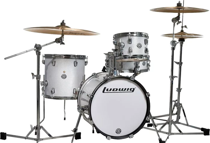 Ludwig Breakbeats 4 Piece Shell Pack w Riser White Sparkle