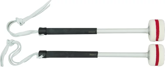 Ludwig Marching Bass Drum Mallets With Thong, Medium Ball Striped (Pair)
