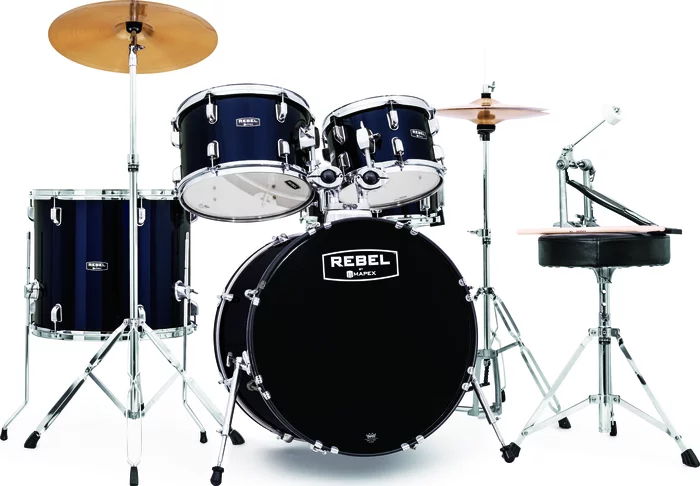 Mapex RB5044FTCYB Rebel 5-Piece Drum Set w/ Hardware & Cymbals - Royal Blue w/ 20" Bass Drum