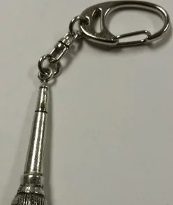 Microphone Pewter Keychain