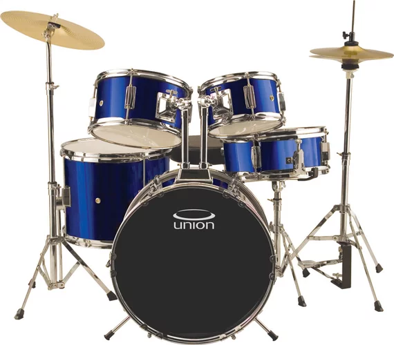 Union - UJ5 5-Piece Junior Drum Set with Hardware, Cymbals, and Throne - Dark Blue